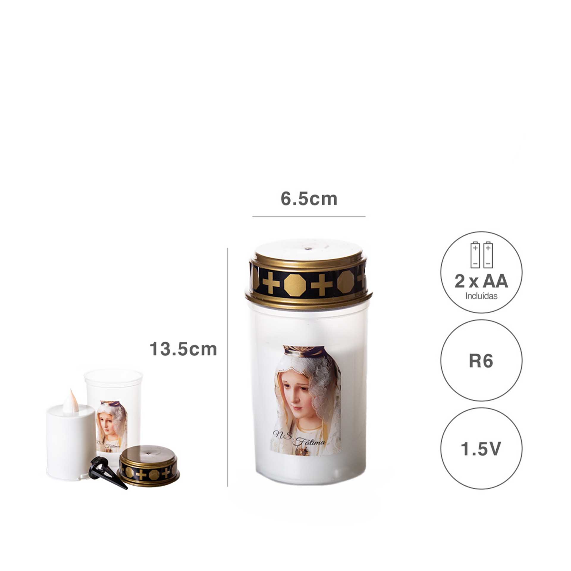 Círio Elétrico Aura Branco 6.5X13.5cm