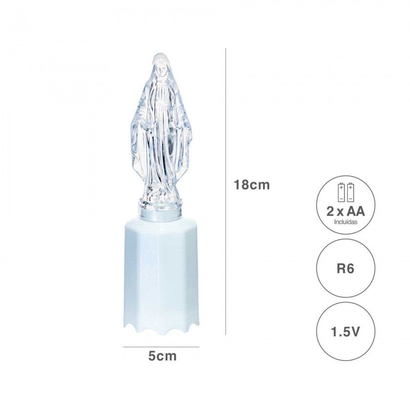 Círio Elétrico Nossa Senhora Fátima Luz 5X5X18cm Círio Elétrico Nossa Senhora Fátima Luz 5X5X18cm
