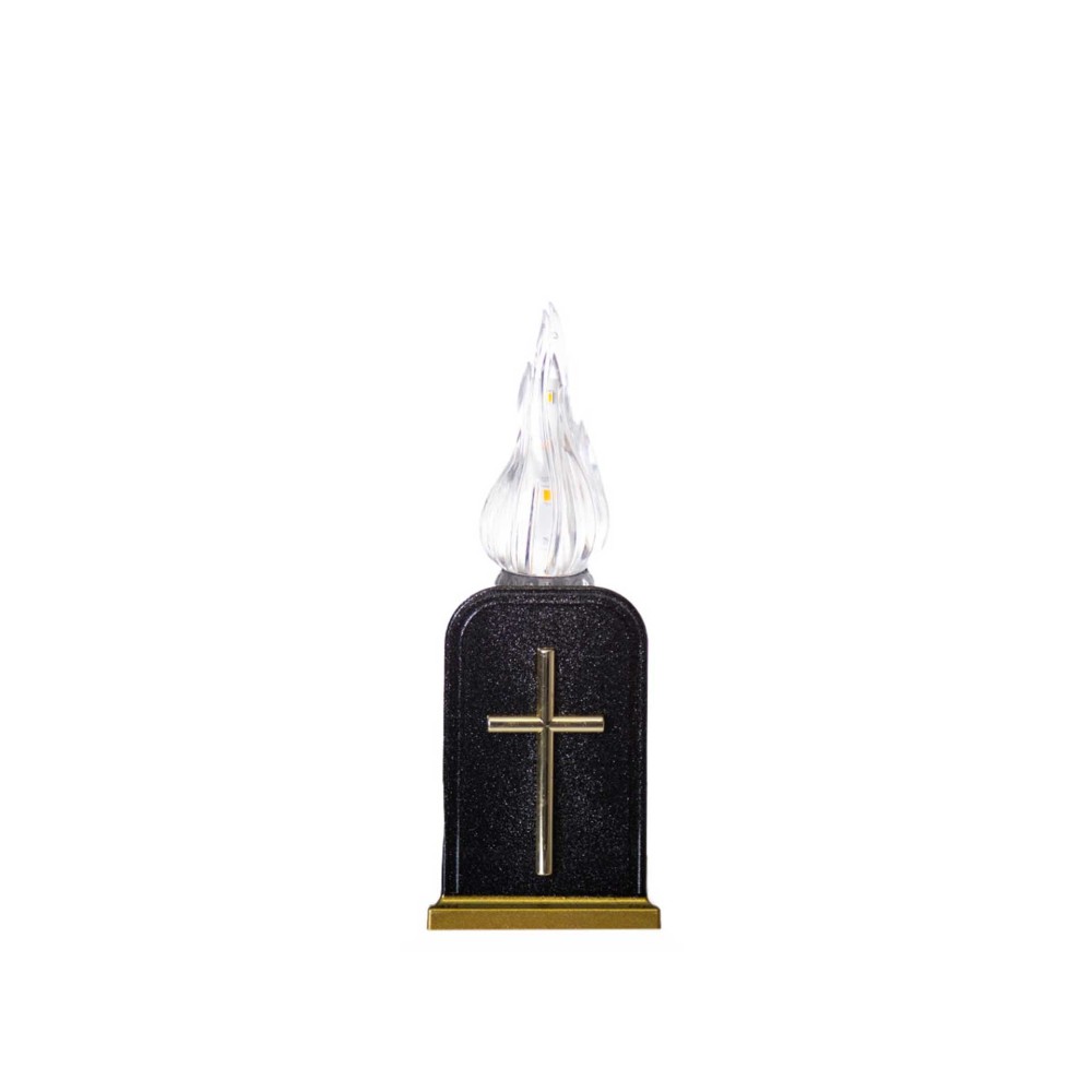 Círio Elétrico Memorial Luz Quente Intermitente Preto 6X4X16cm