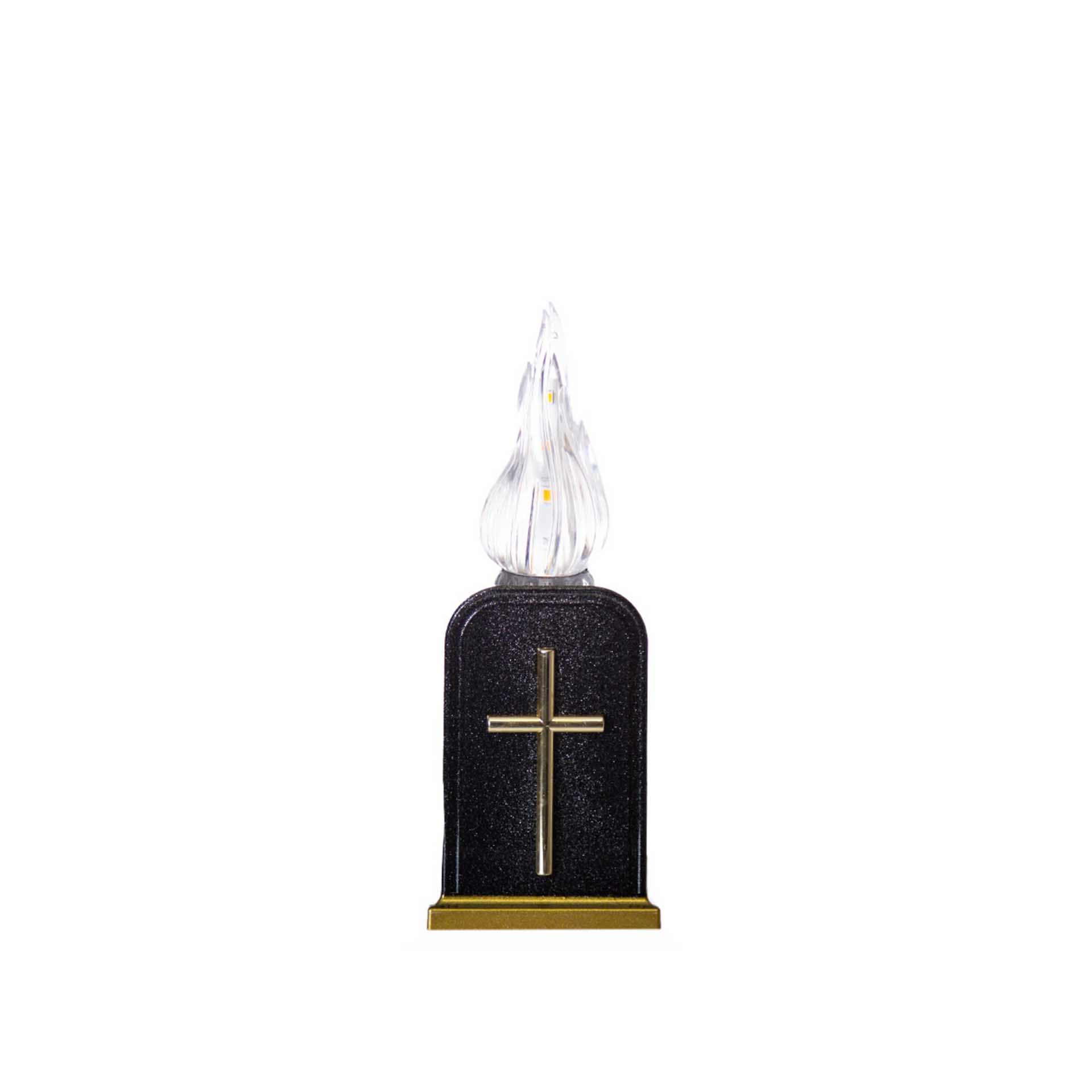 Círio Elétrico Memorial Luz Quente Intermitente Preto 6X4X16cm