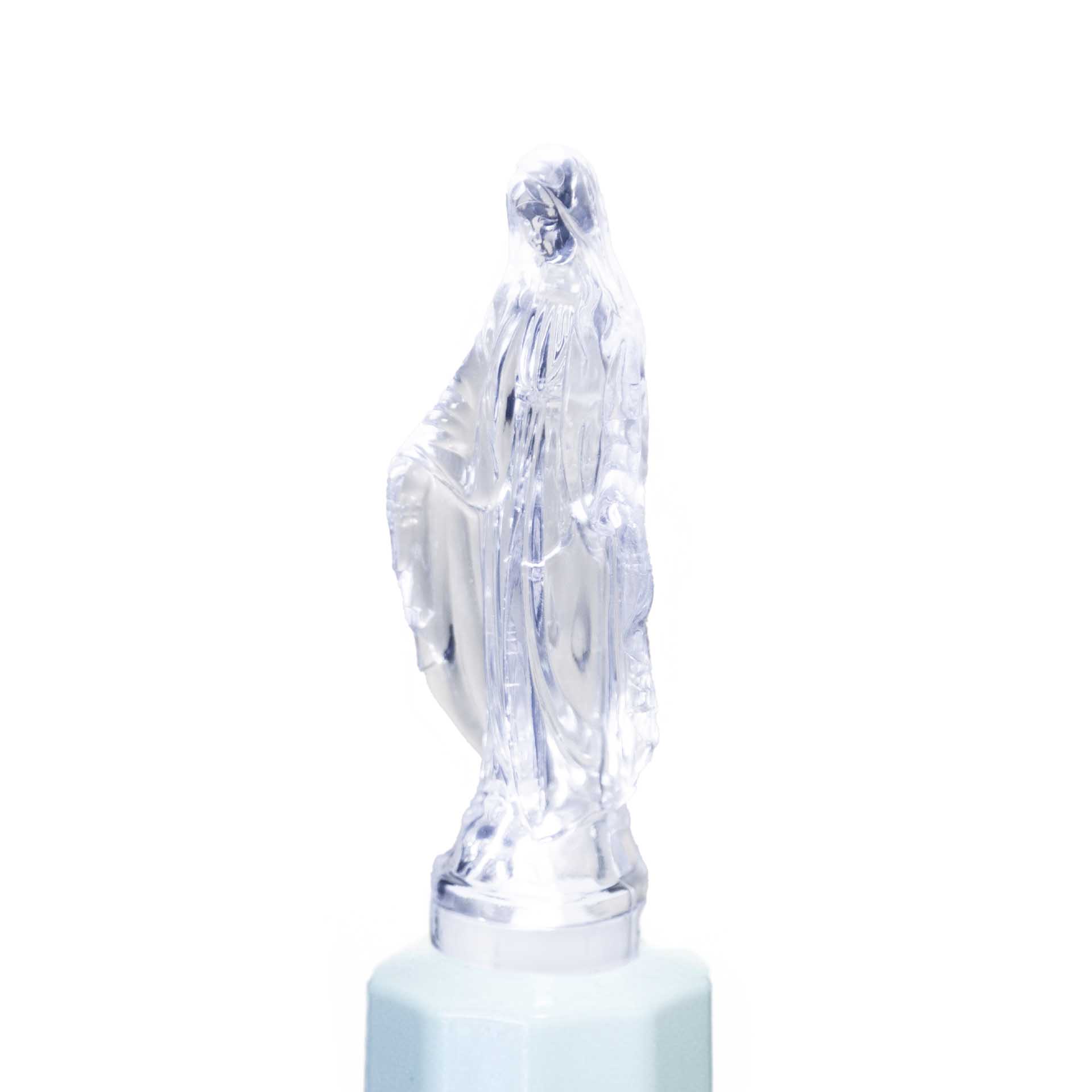 Círio Elétrico Nossa Senhora Fátima Luz Branca 5X5X18cm