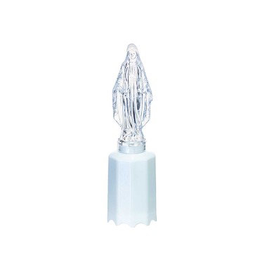 Círio Elétrico Nossa Senhora Fátima Luz Branca 5X5X18cm
