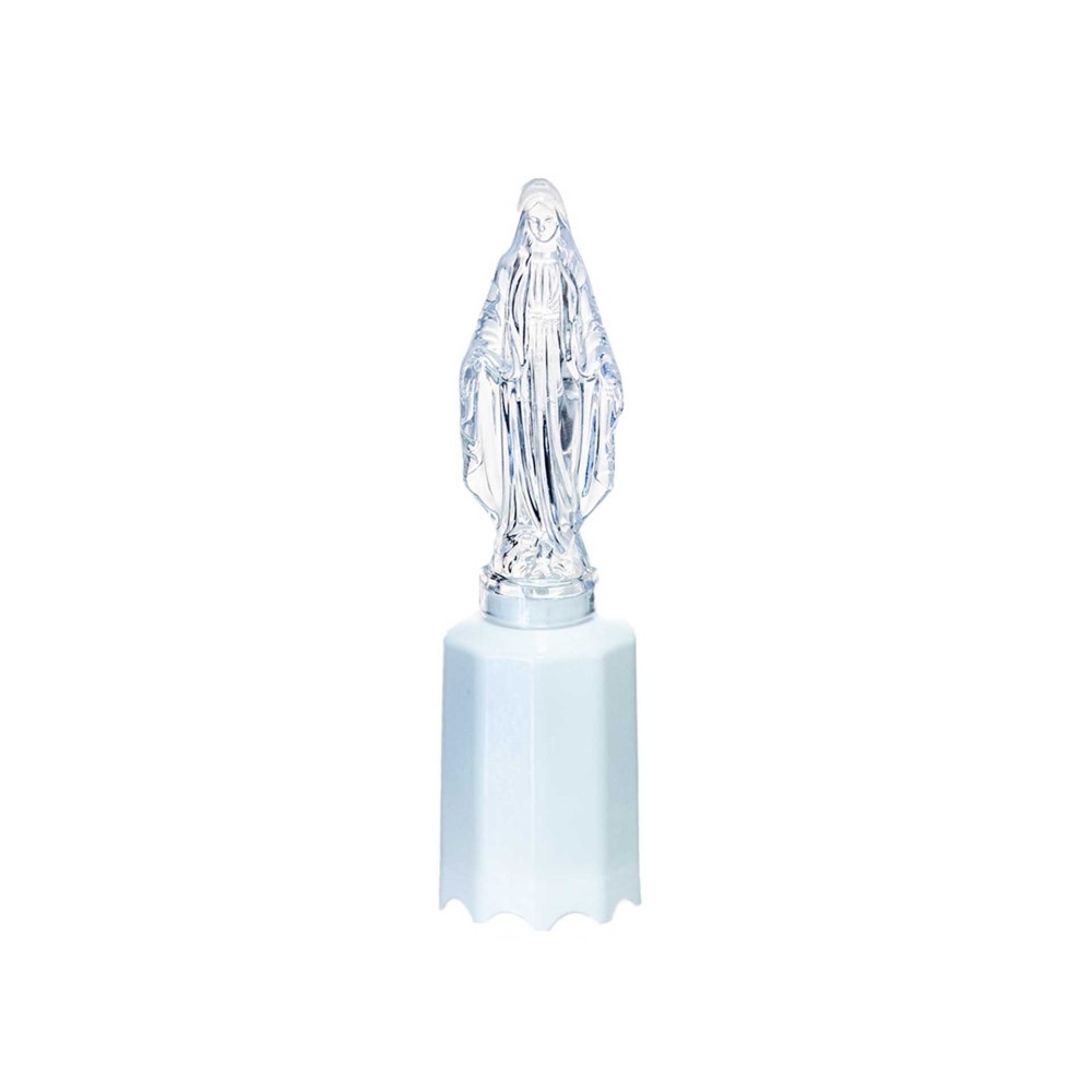 Círio Elétrico Nossa Senhora Fátima Luz Branca 5X5X18cm