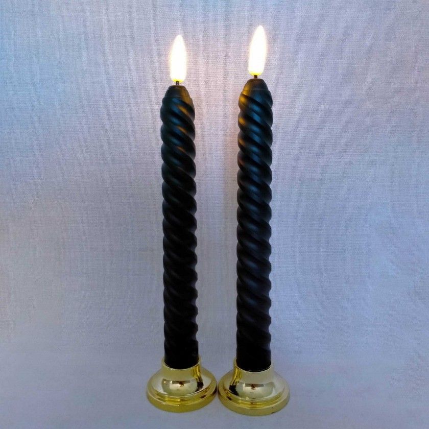 Vela Torcida Led Preta 2X21cm Pack 2 Vela Torcida Led Preta 2X21cm Pack 2