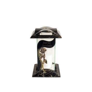 Candeeiro Capela Quadrado Ouro 27cm