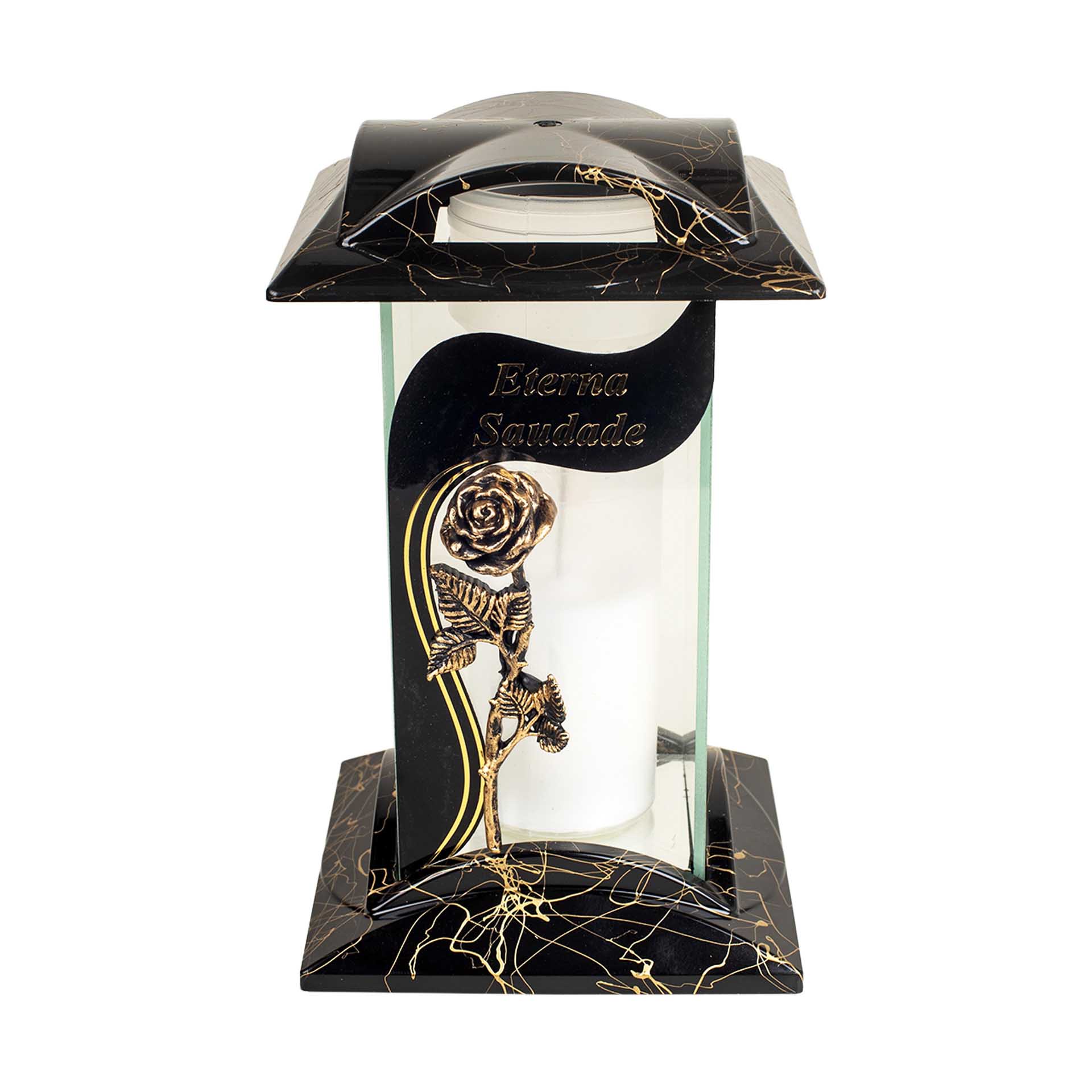 Candeeiro Capela Quadrado Ouro 27cm