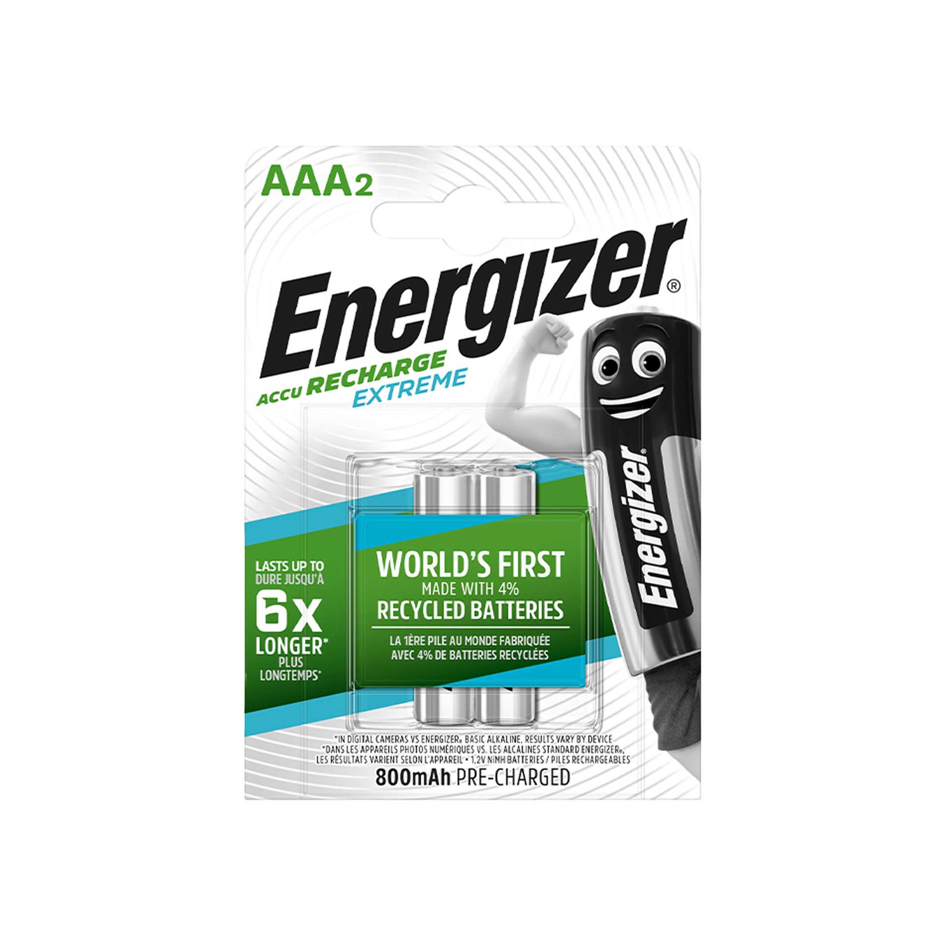Pilha Energizer AAA Recarregável 800mAh Pack 2