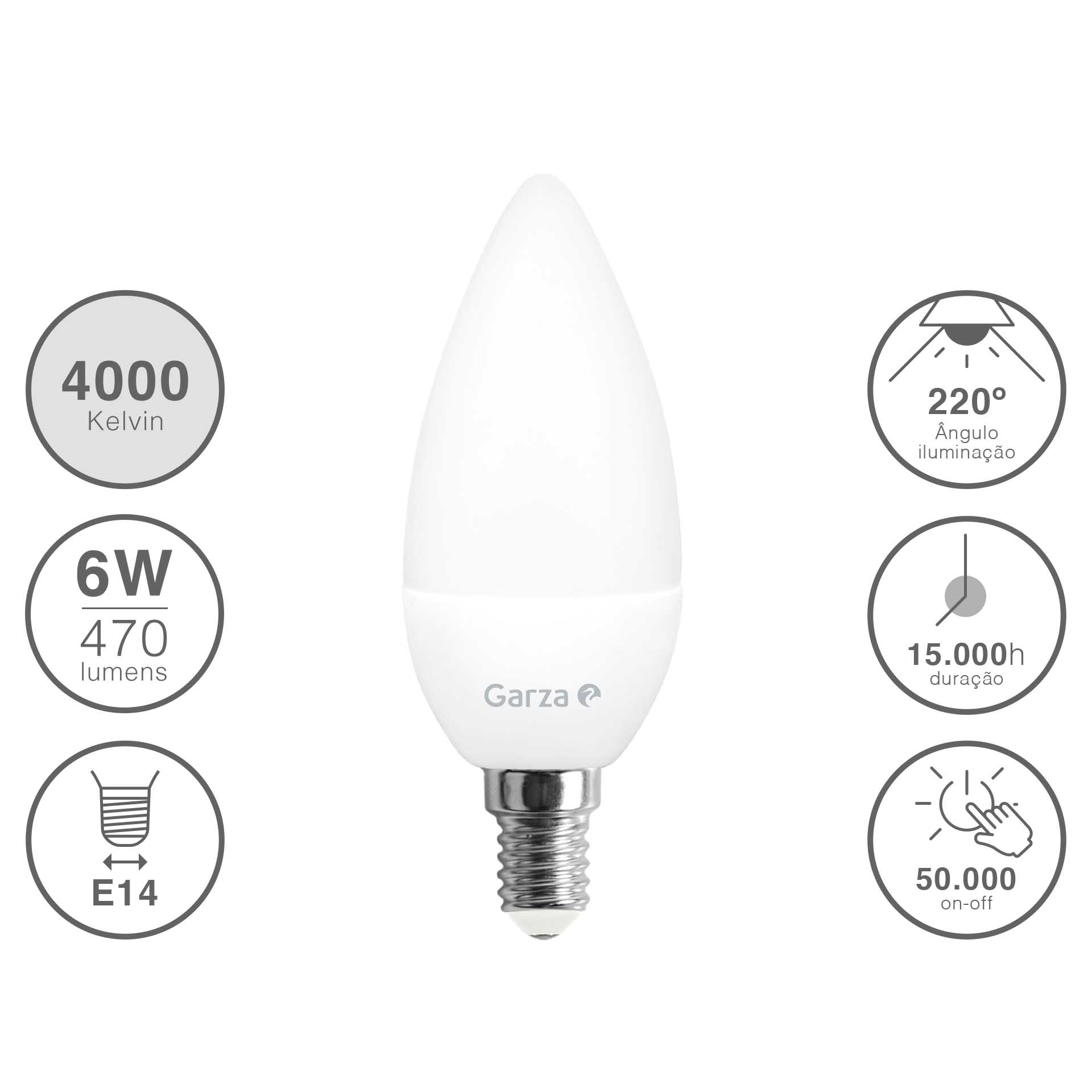 Lâmpada Led Vela E14 5W Luz Neutra