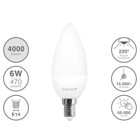 L�mpada Led Vela E14 5W Luz Neutra - Image product