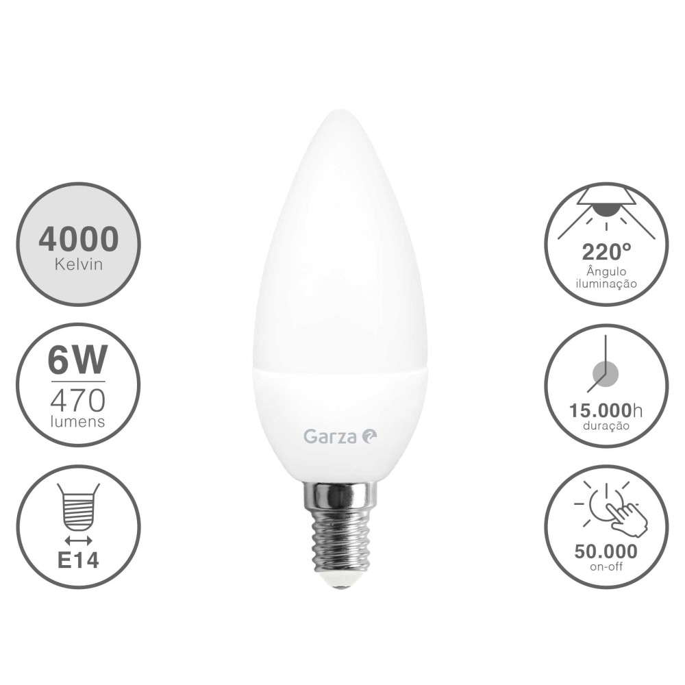 Lâmpada Led Vela E14 5W Luz Neutra