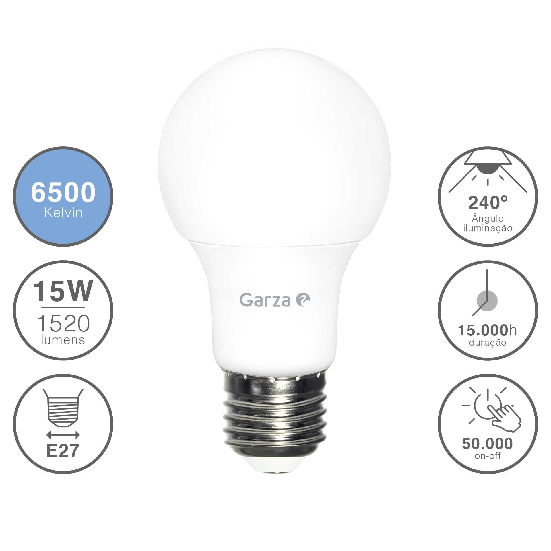 Lâmpada Led Standard E27 15W Luz Fria