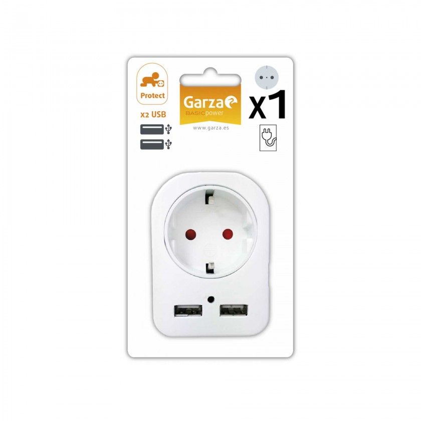 Adaptador Garza 1 Tomada + 2Usb