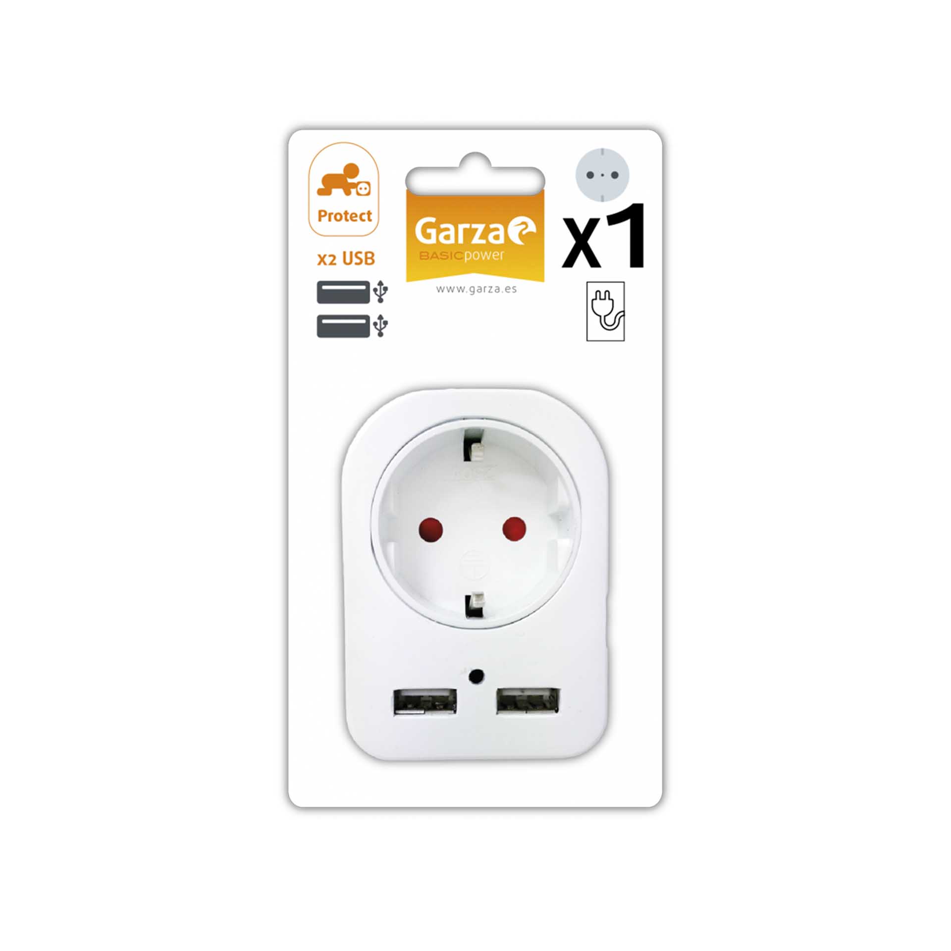 Adaptador 1 Tomada Frontal + 2Usb 5X4X5cm