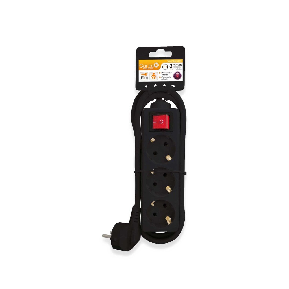 Extensão 3 Tomadas com Interruptor Preto 5M 1.5mm2