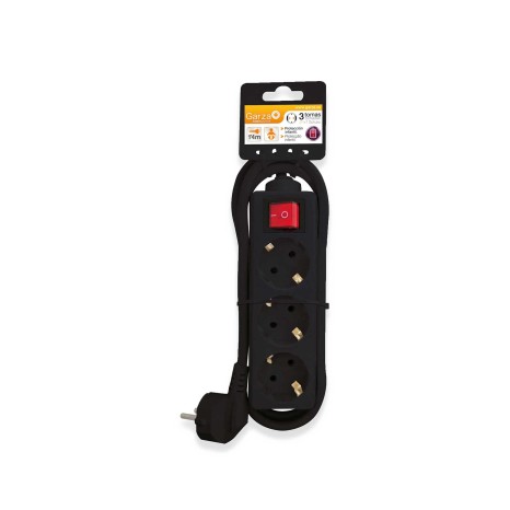 Extensão 3 Tomadas com Interruptor Preto 5M 1.5mm2 - Image product