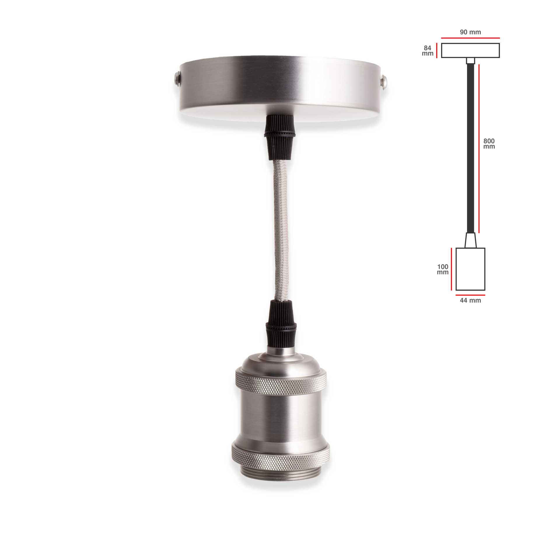 Suporte Vintage para Lâmpada Prata 1M E27