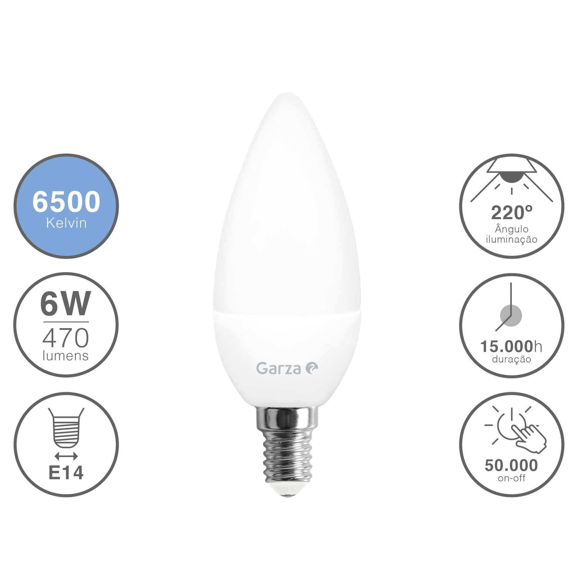 Lâmpada Led Vela E14 6W Luz Fria