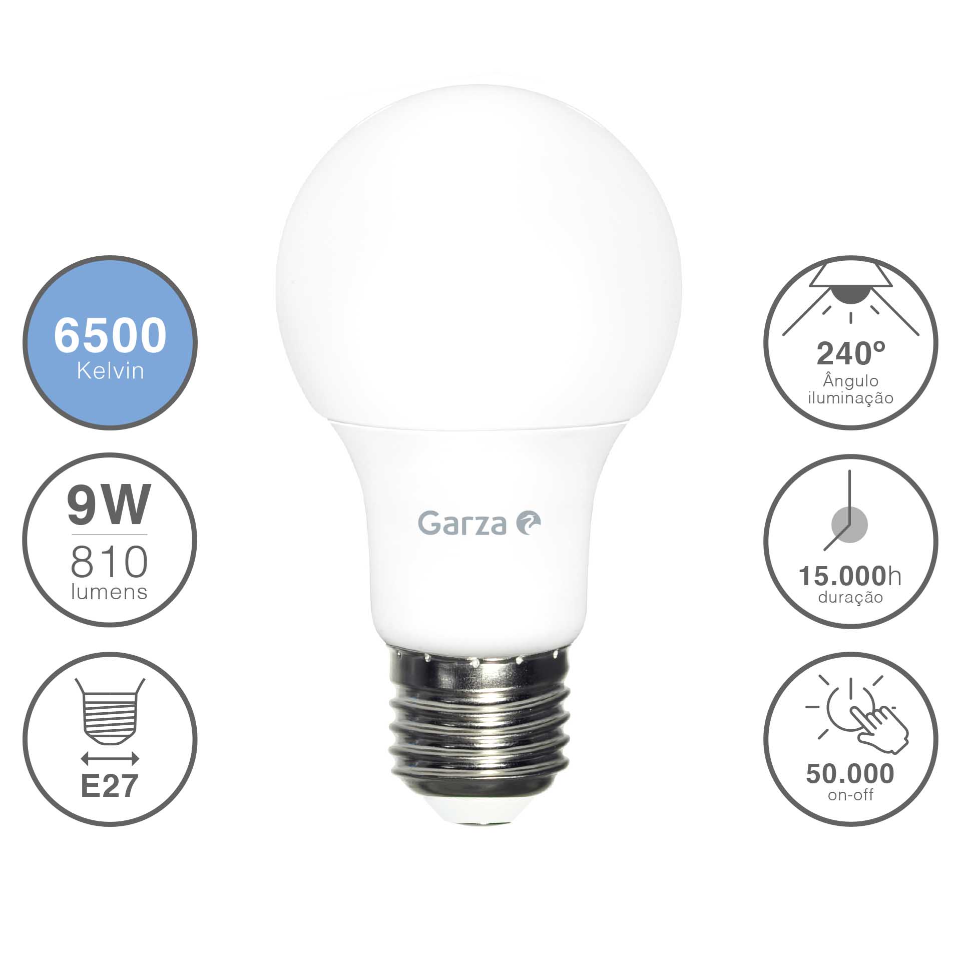 Lâmpada Led Standard E27 9W Luz Fria