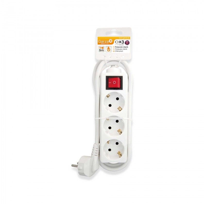 Extensão Fio com Interruptor 3 Tomadas Branco 1.5mm Extensão Fio com Interruptor 3 Tomadas Branco 1.5mm