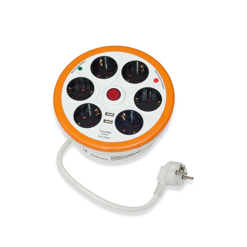 Extensão 6 Tomadas com Interruptor+2Usb 1.4M