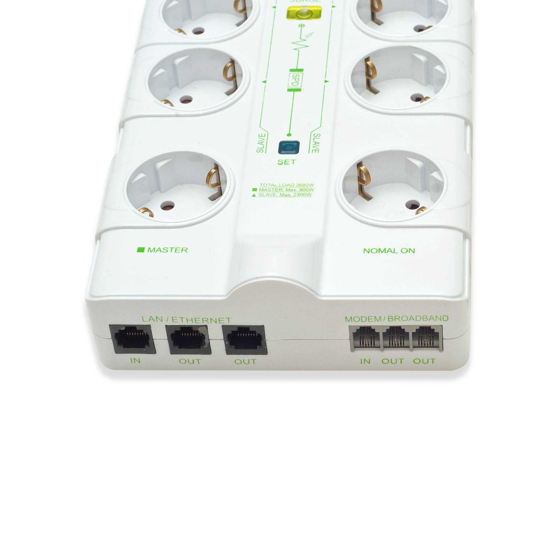 Extensão 5 Tomadas com Interruptor+Usb+Tv+Rj11 1.4M