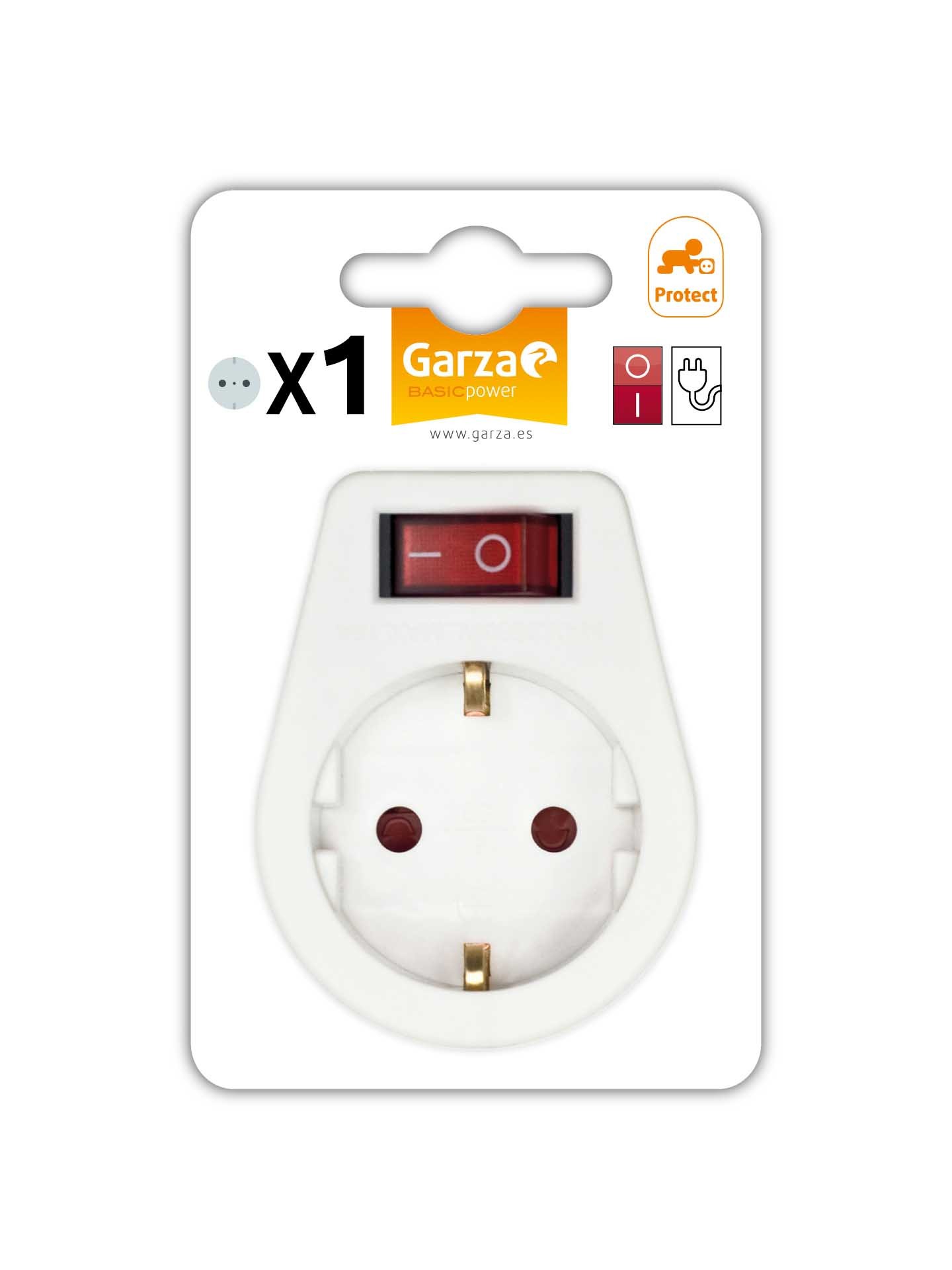 Adaptador 1 Tomada Frontal com Interruptor