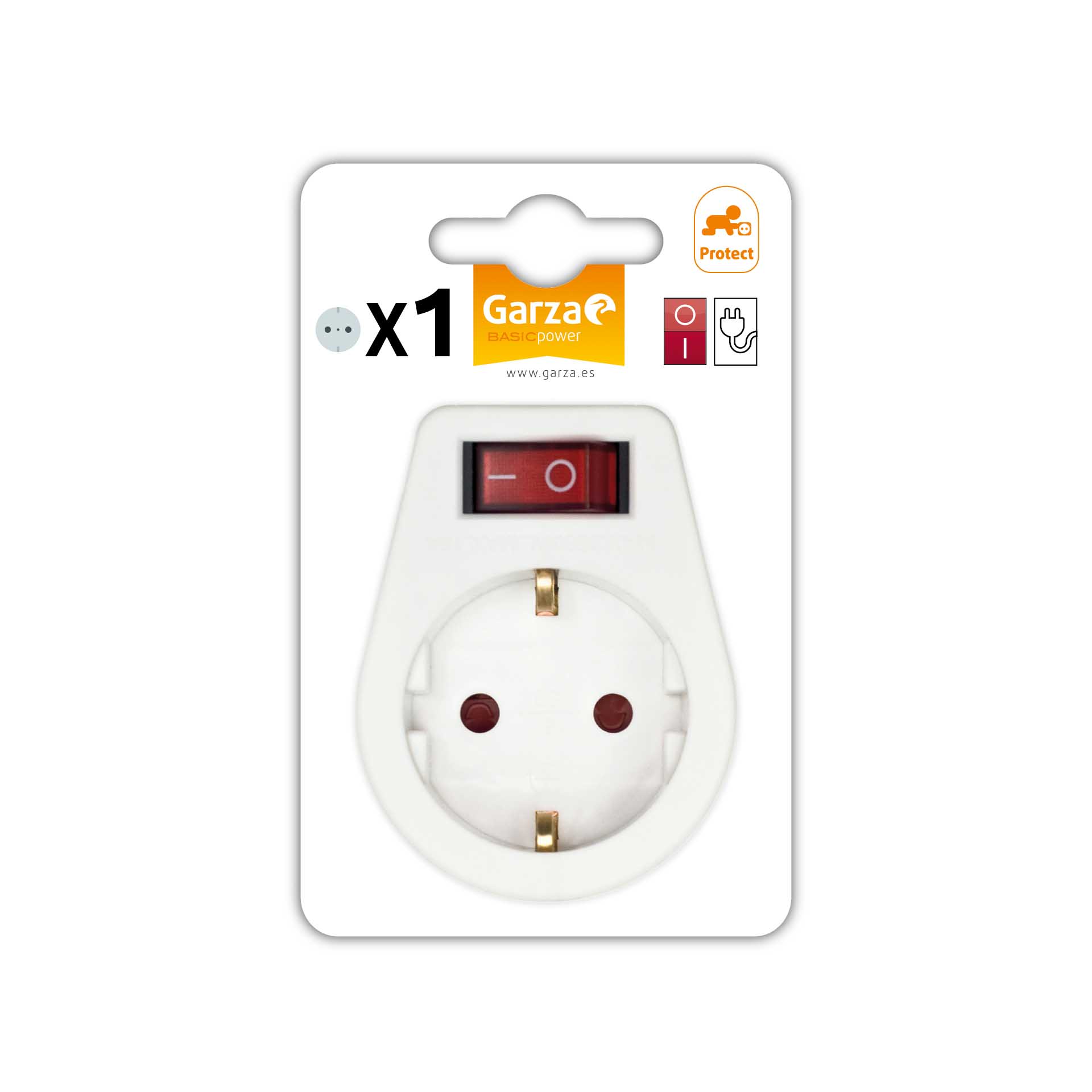 Adaptador 1 Tomada Frontal com Interrupetor