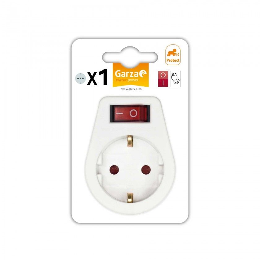 Adaptador 1 Tomada Frontal com Interrupetor