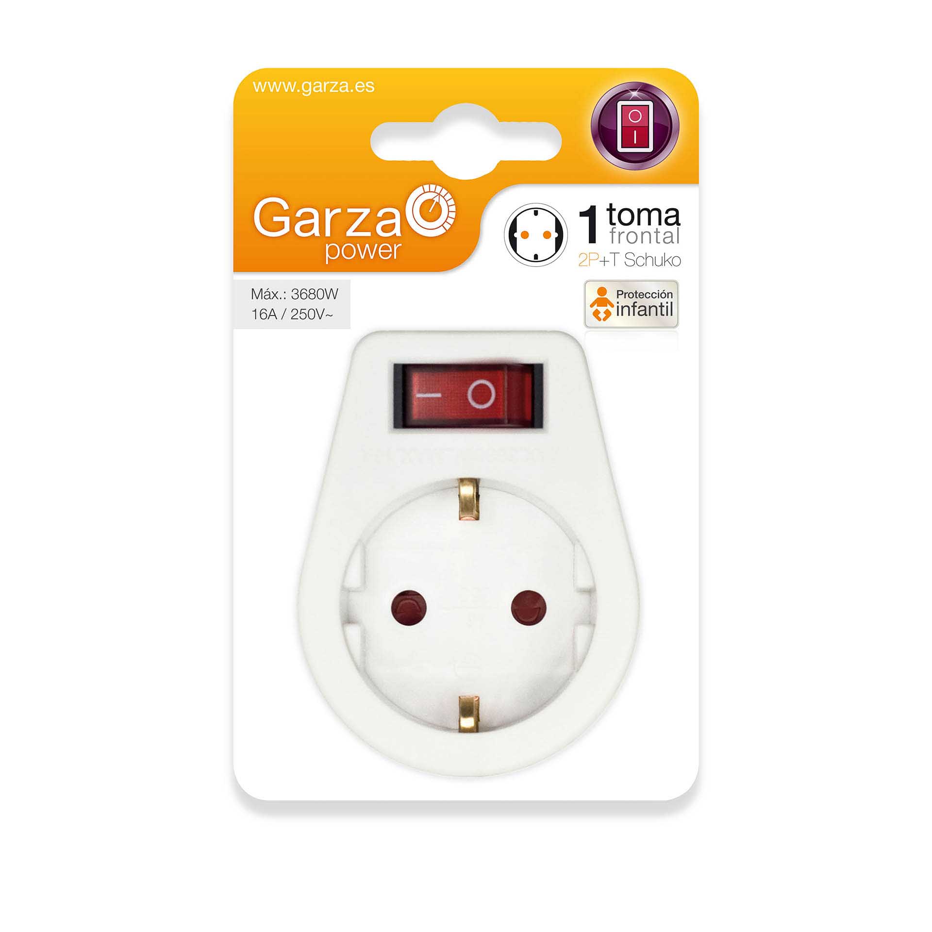 Adaptador 1 Tomada Frontal com Interrupetor