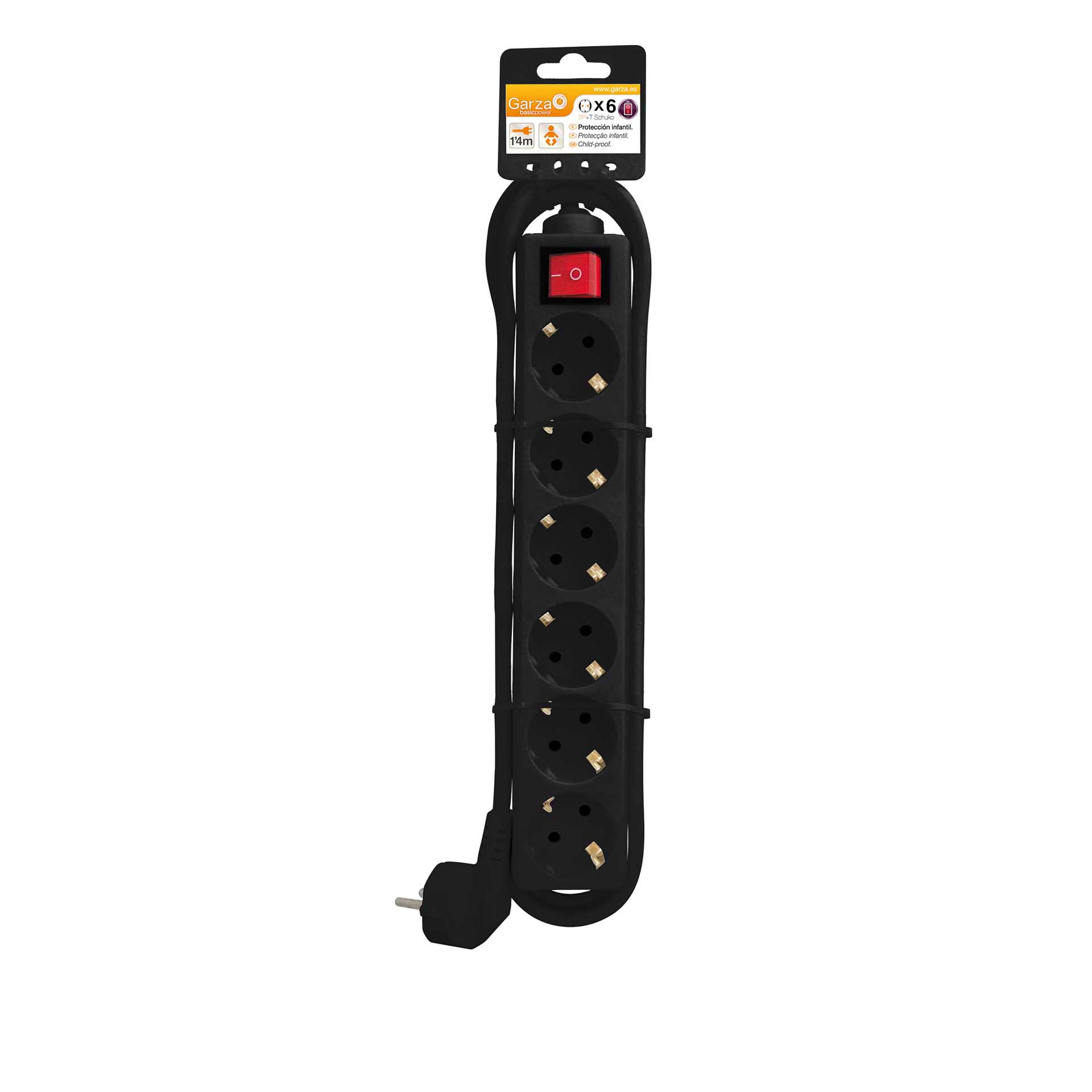 Extensão com Interruptor 6 Tomadas Preto 1.4m