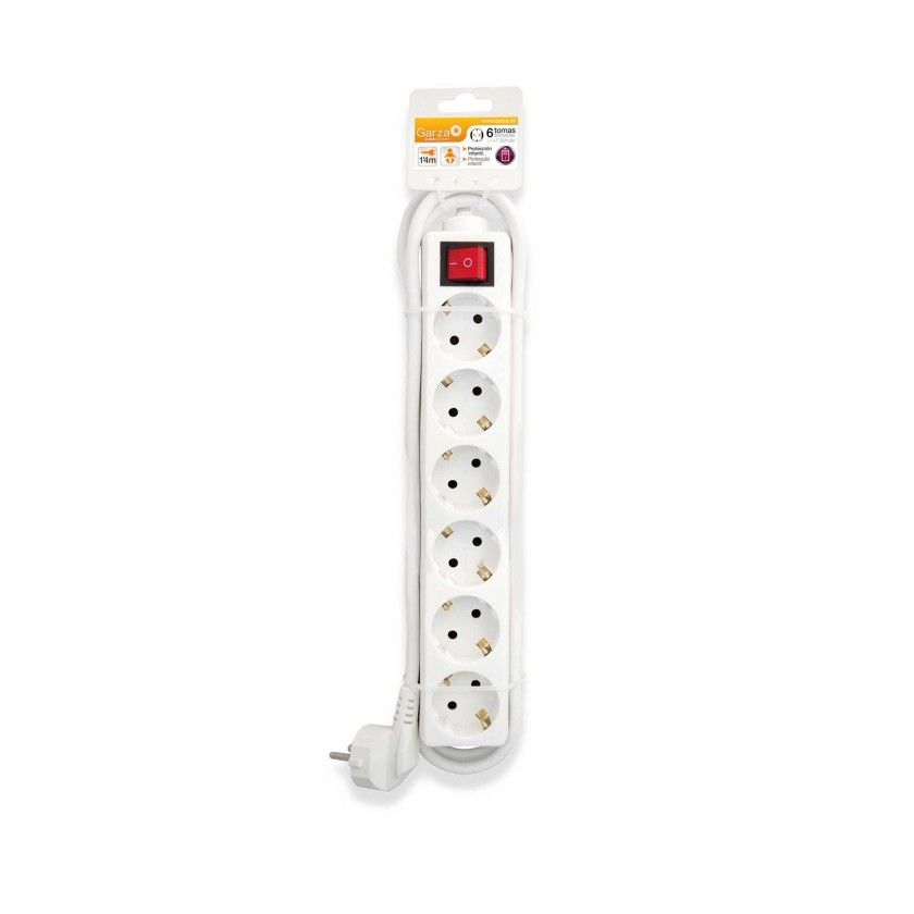 Extensão Fio com Interruptor 6 Tomadas Branco 1.4mX1.5mm Extensão Fio com Interruptor 6 Tomadas Branco 1.4mX1.5mm