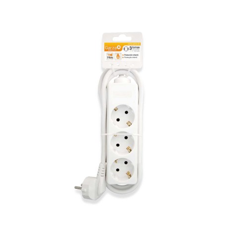 Extensão Fio sem Interruptor 3 Tomadas Branco 1.4mX1.5mm - Image product