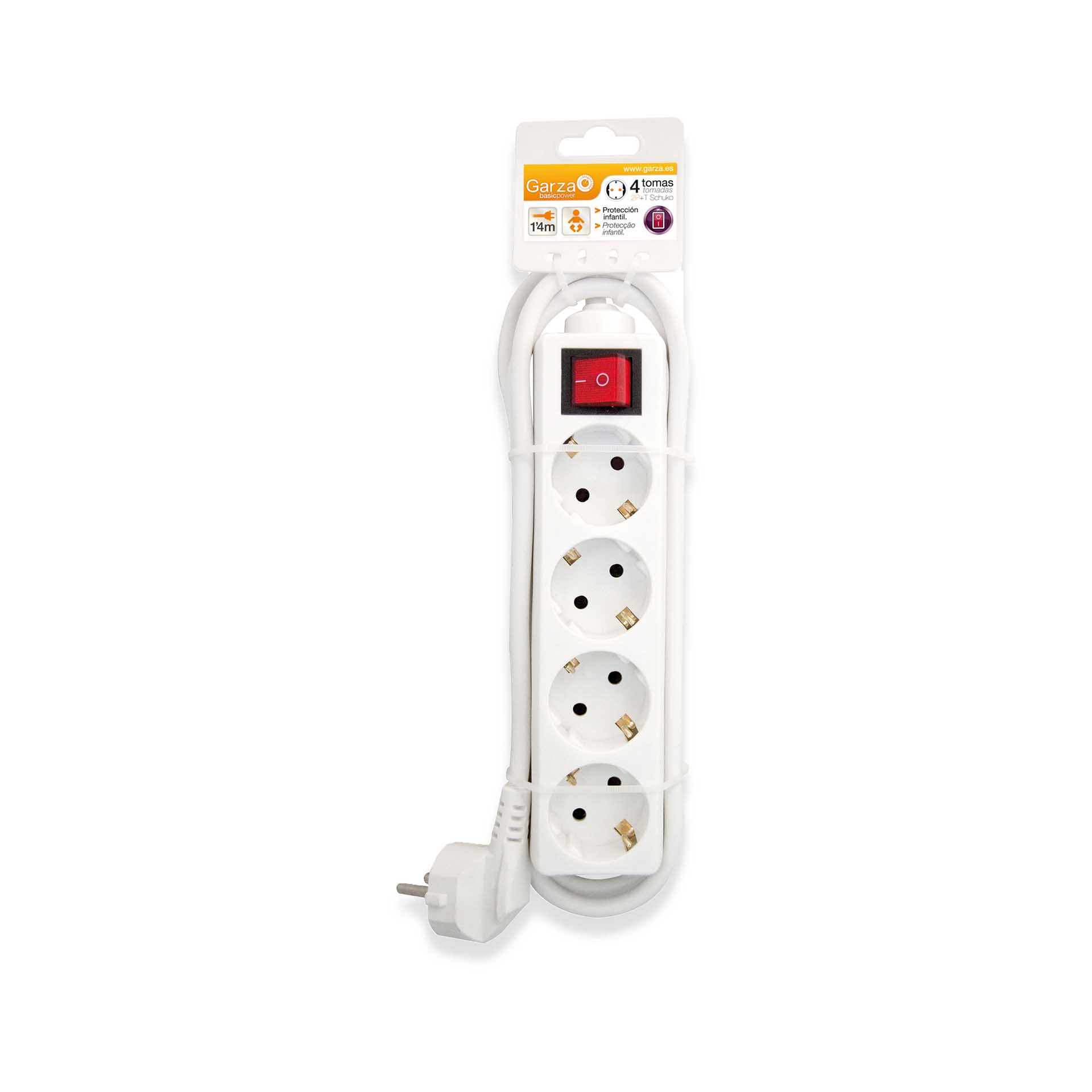 Extensão Fio com Interruptor 4 Tomadas Branco 1.4mX1.5mm