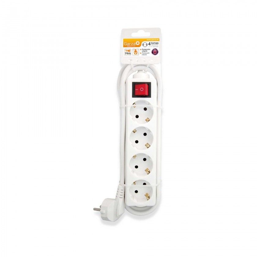 Extenso 4 Tomadas com Interruptor Branco 1.4M 1.5mm2