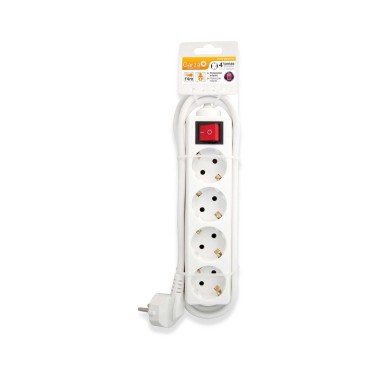 Extens�o Fio com Interruptor 4 Tomadas Branco 1.4mX1.5mm