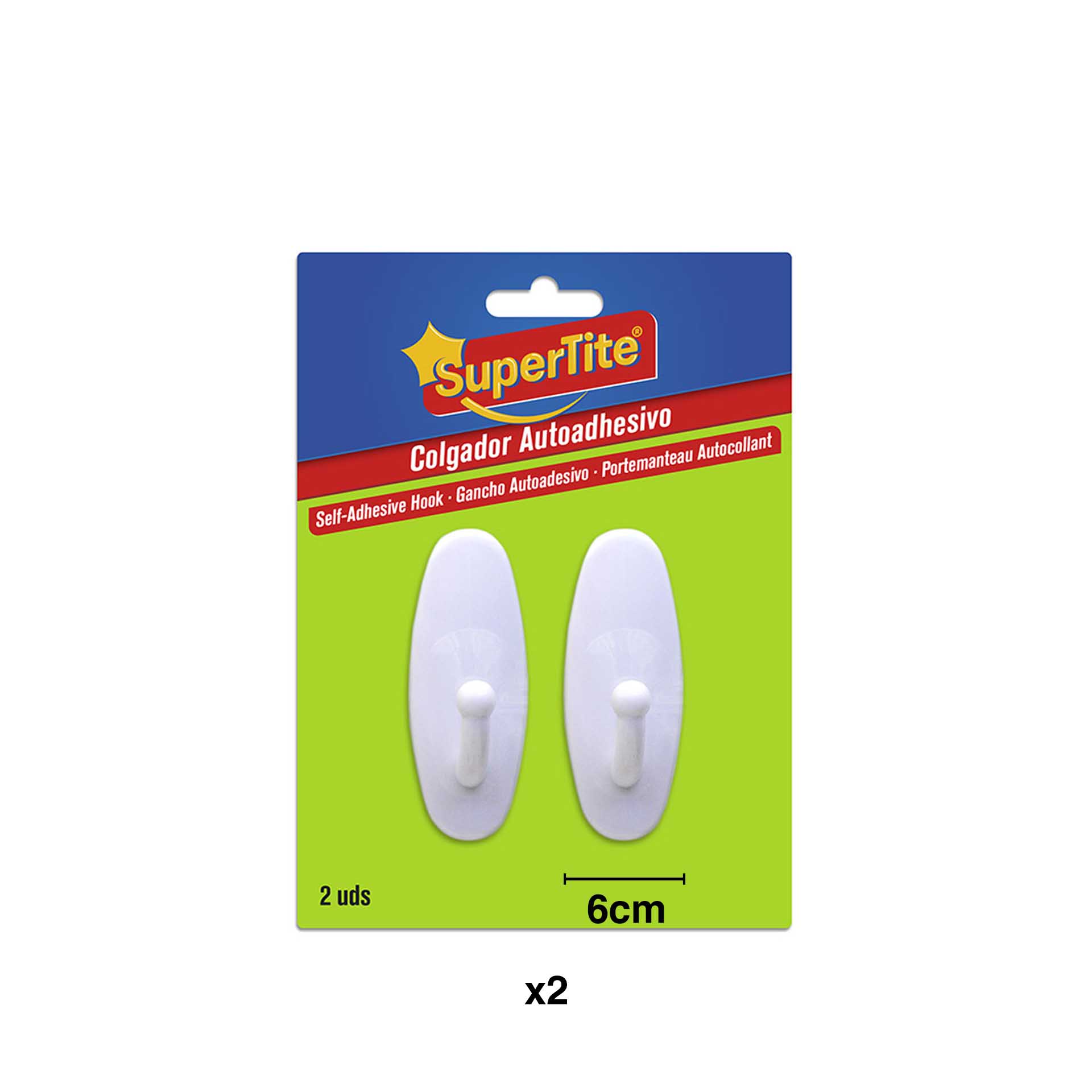 Cabide Adesivo Plástico Branco 6cm Pack 2