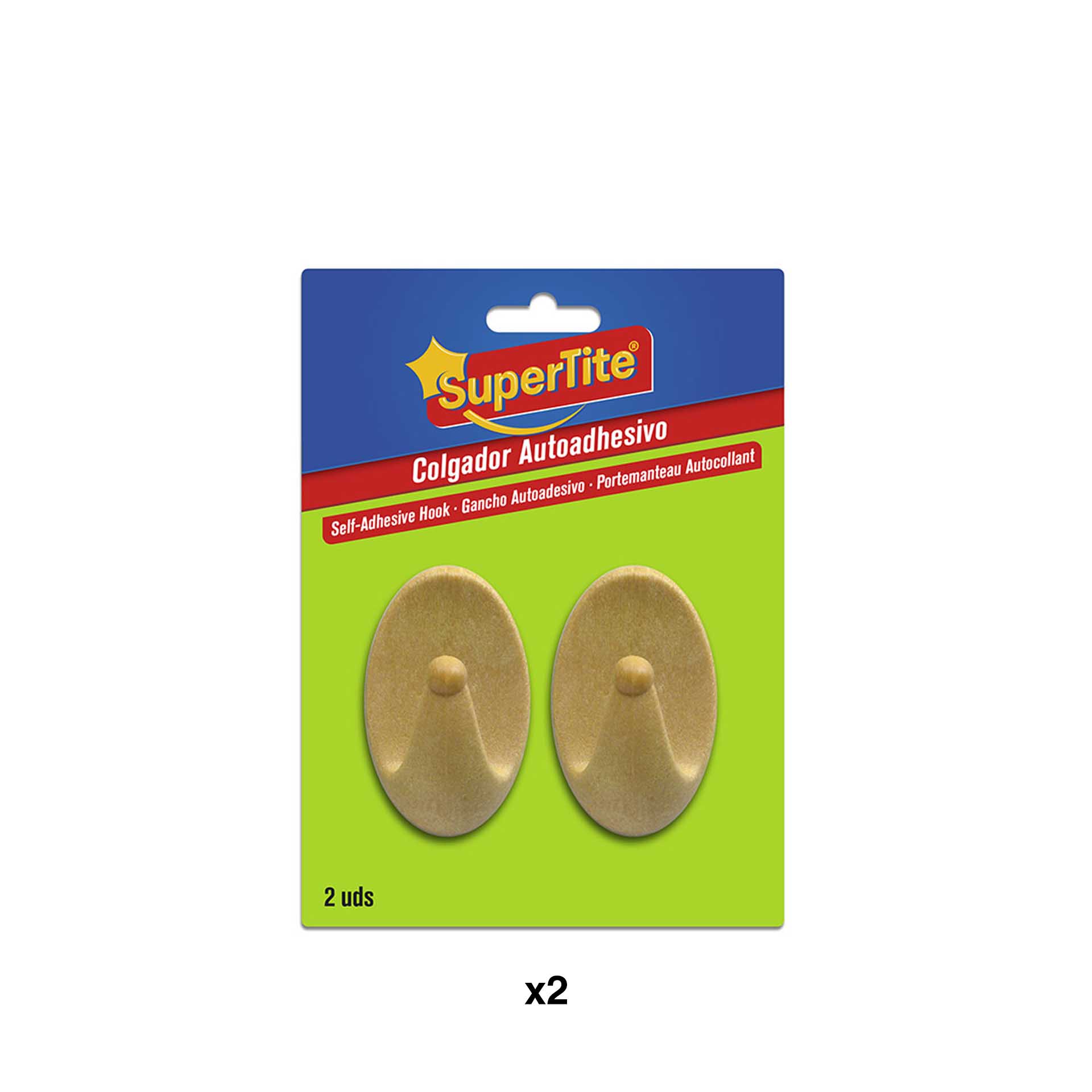 Cabide Adesivo Plástico Castanho 5.5cm Pack 2