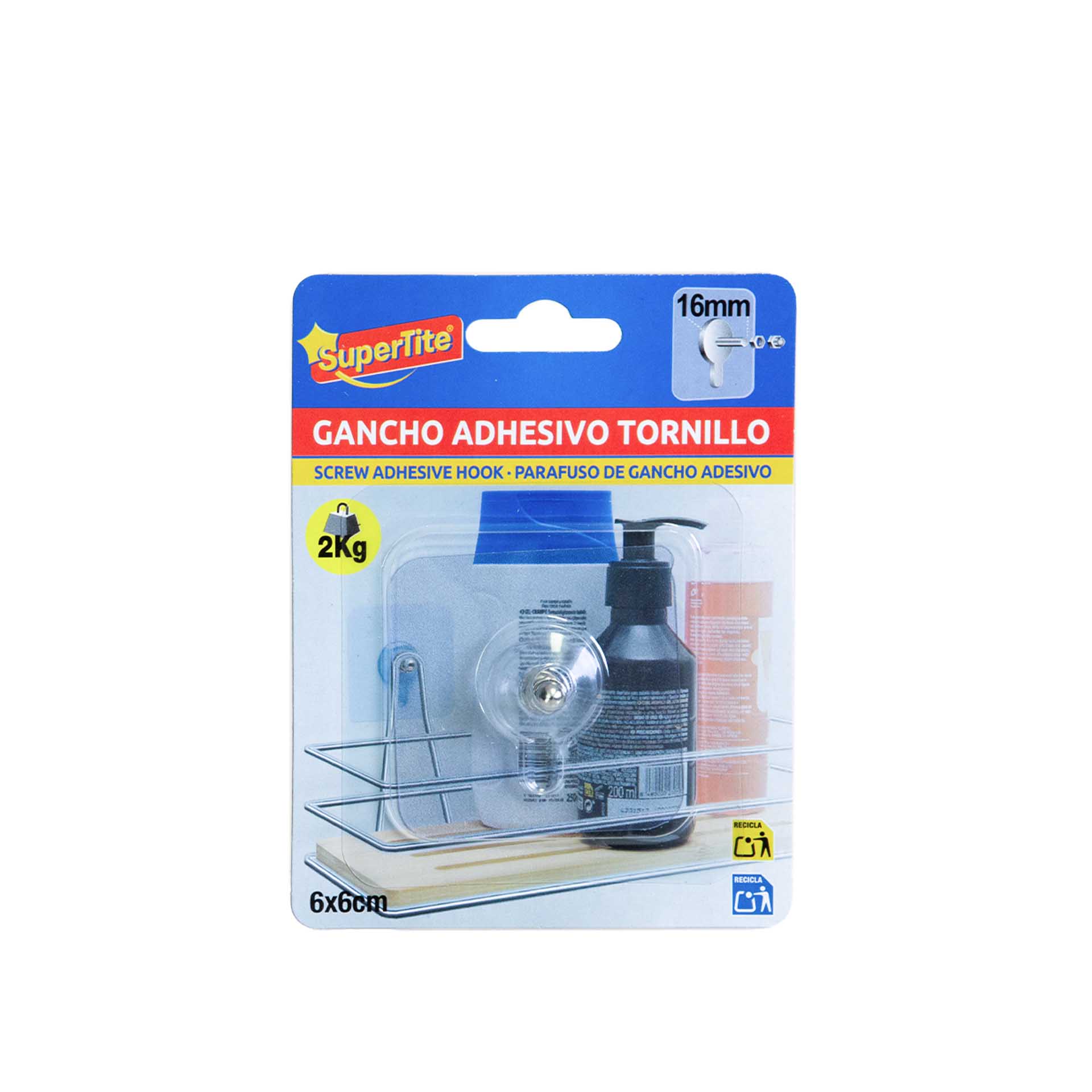 Gancho Adesivo Parafuso 2kg 16mm