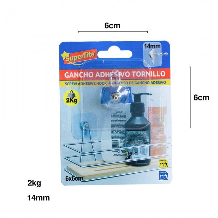 Gancho Adesivo Parafuso 2kg 14mm