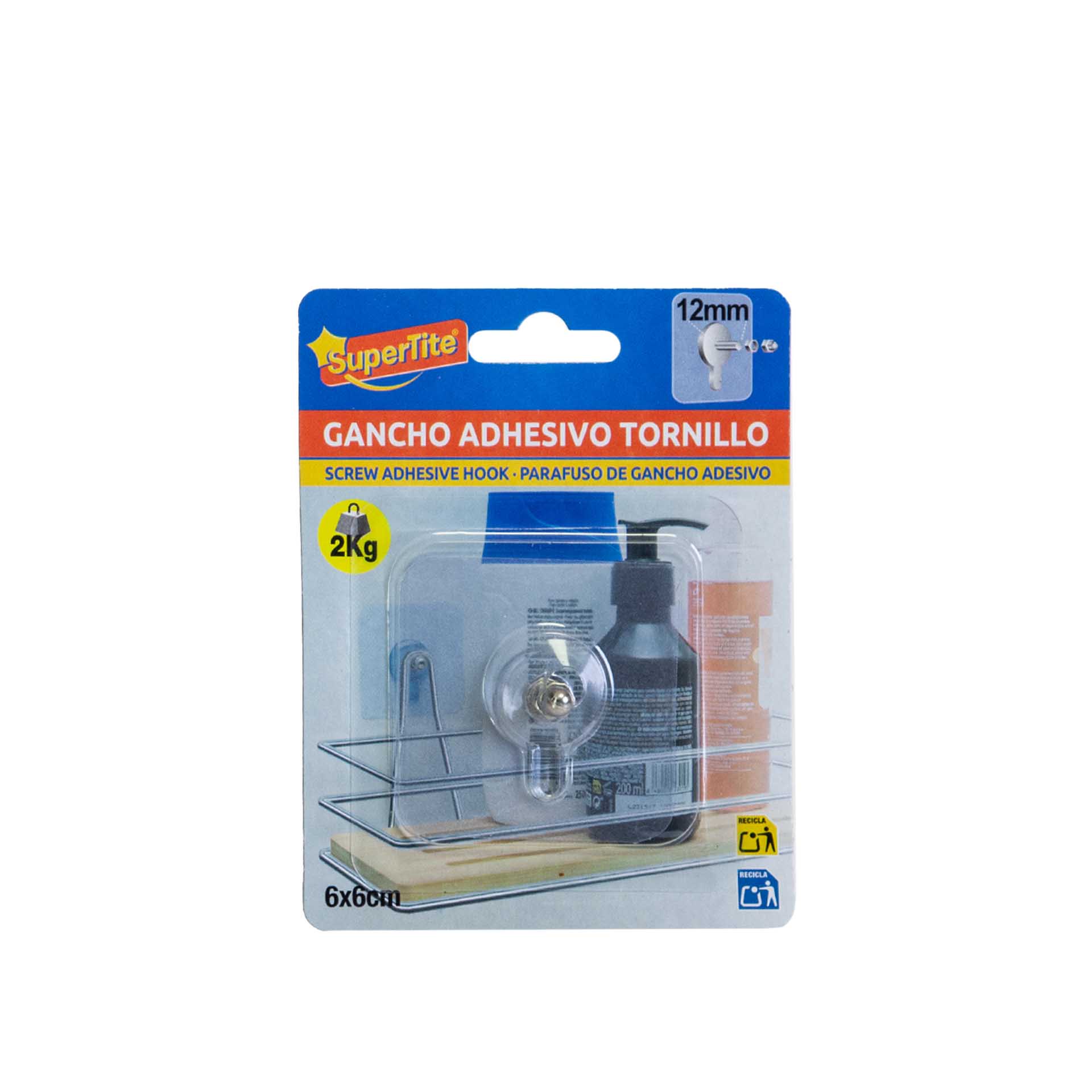 Gancho Adesivo Parafuso 2kg 12mm