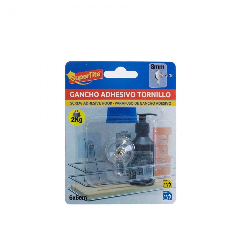 Gancho Adesivo Parafuso 2kg 8mm