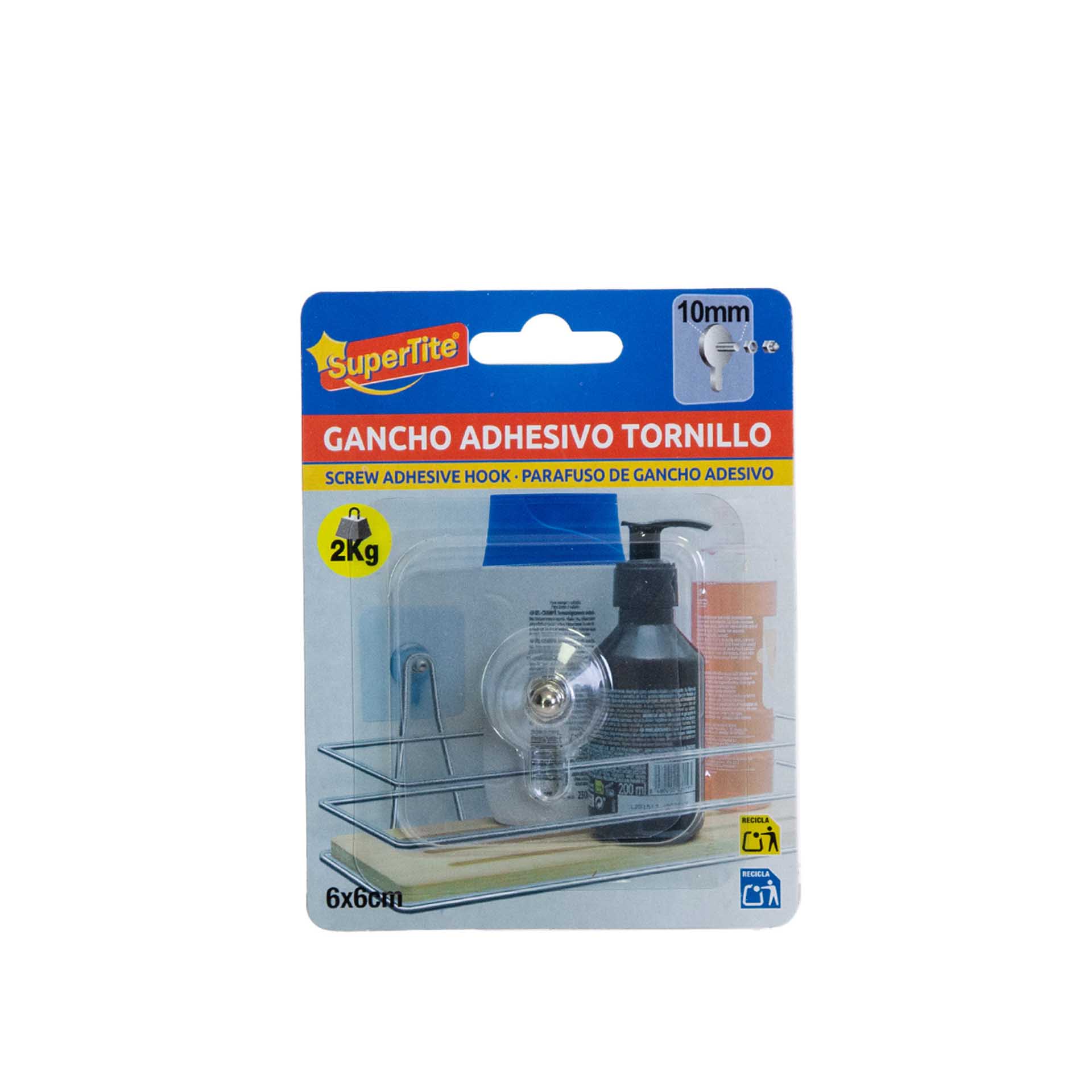 Gancho Adesivo Parafuso 2kg 10mm