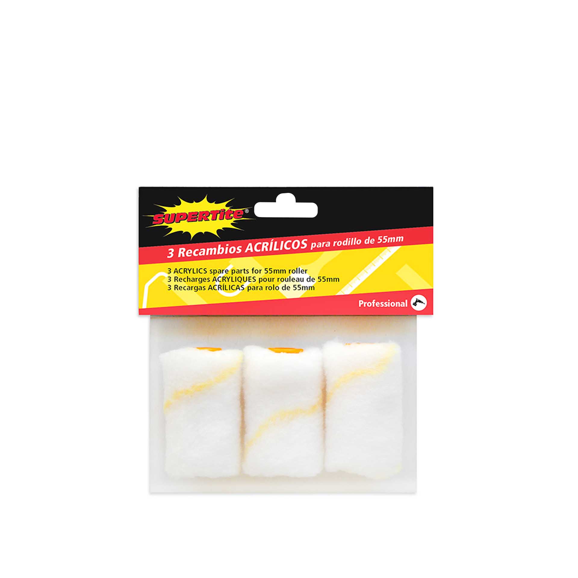 Recarga Acrílico Rolo Pintura Supertite 5.5cm Pack 3