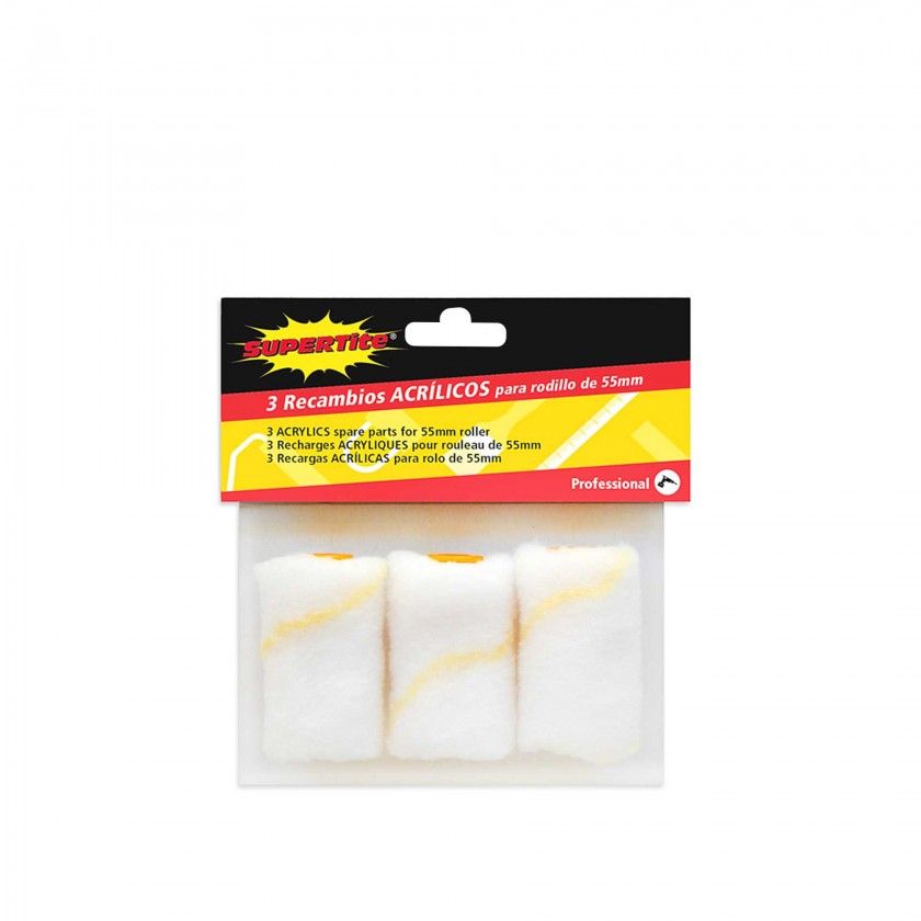 Recarga Acrlico Rolo Pintura Supertite 5.5cm Pack 3