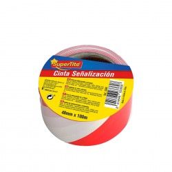 Rolo Fita Sinalizadora Supertite Branco / Vermelho 100mX48mm