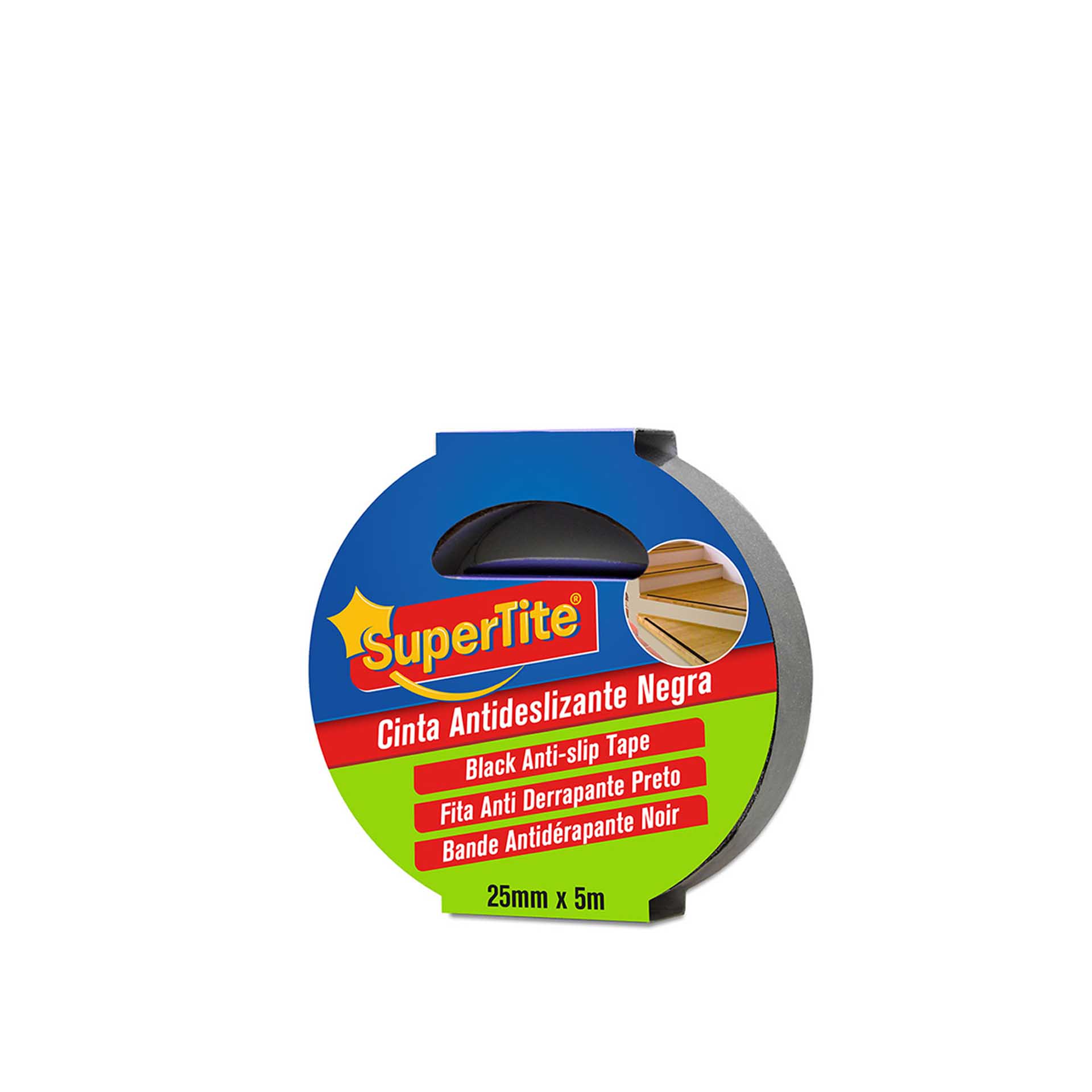 Fita Antiderrapante Supertite Preta 25mmx5m