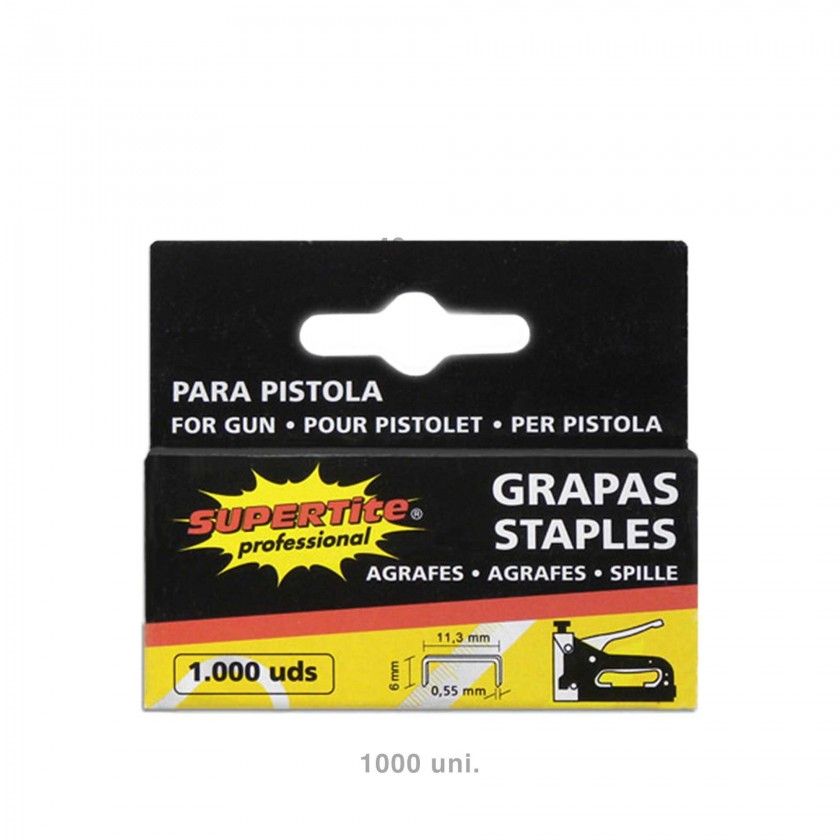 Caixa 1000 Agrafos Supertite Professional 11.3X6mm Caixa 1000 Agrafos Supertite Professional 11.3X6mm