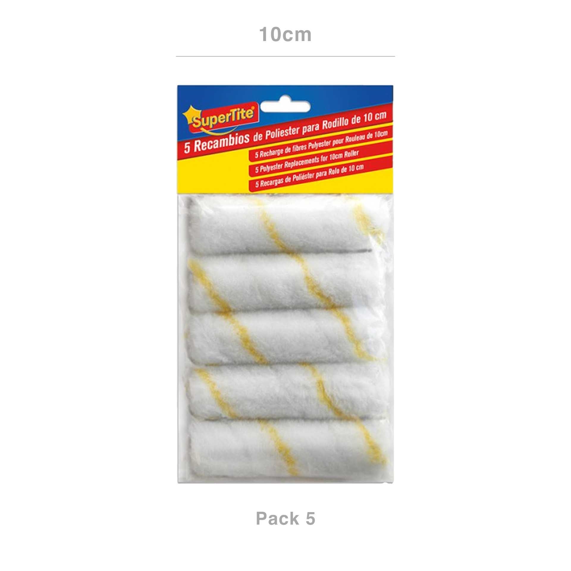 Recarga Espuma Rolo Pintura Supertite 10cm Pack 5