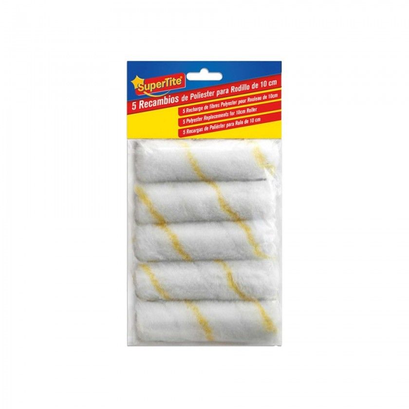 Recarga Espuma Rolo Pintura Supertite 10cm Pack 5