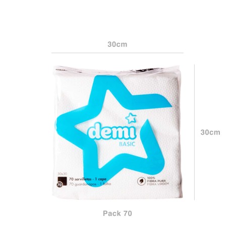 Guardanapos Demi Basic 1 Folha 30X30cm Pack 70 - Image product